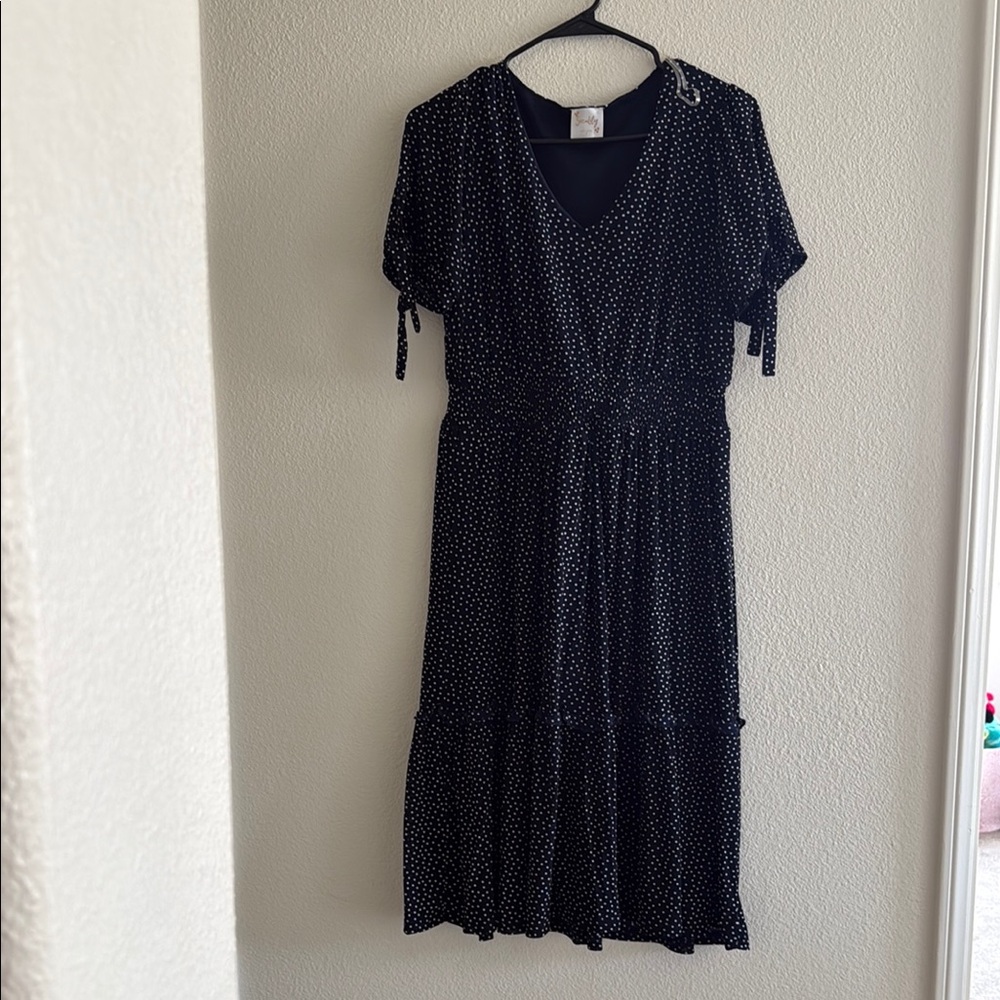 Elegant navy Polka Dot Dress
